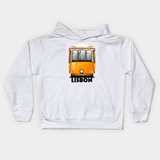 Lisbon Tram vintage travel poster Kids Hoodie